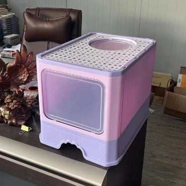 HKM-126099 Foldable Cat Litter Basin with Double Doors - Available in Multiple Colors