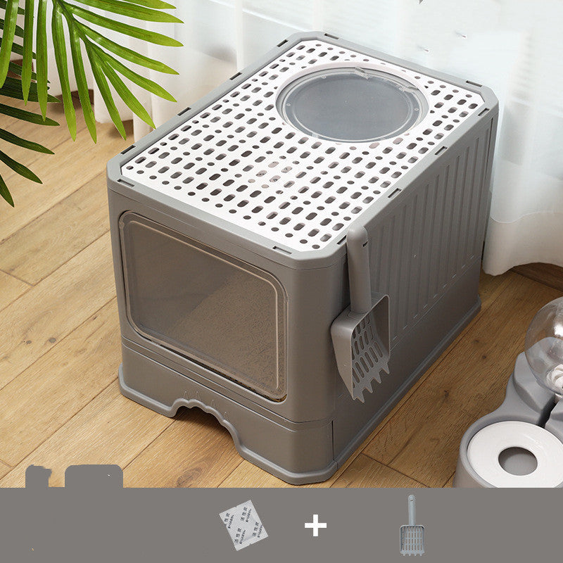 HKM-126099 Foldable Cat Litter Basin with Double Doors - Available in Multiple Colors