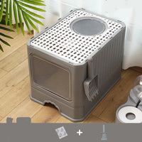 HKM-126099 Foldable Cat Litter Basin with Double Doors - Available in Multiple Colors