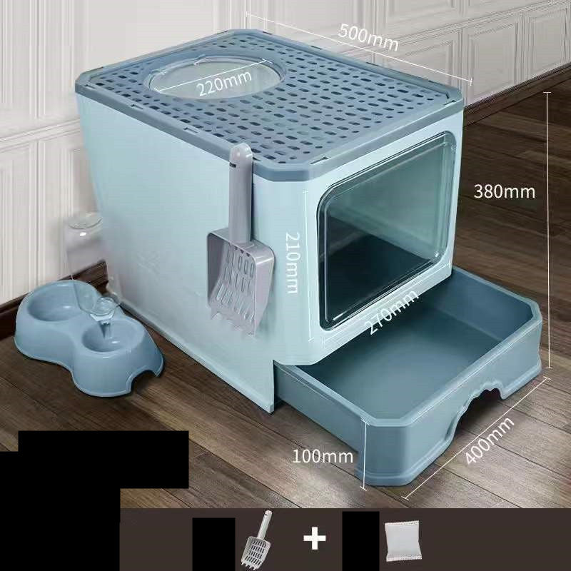 HKM-126099 Foldable Cat Litter Basin with Double Doors - Available in Multiple Colors