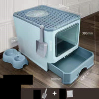 HKM-126099 Foldable Cat Litter Basin with Double Doors - Available in Multiple Colors