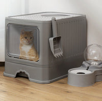 HKM-126099 Foldable Cat Litter Basin with Double Doors - Available in Multiple Colors