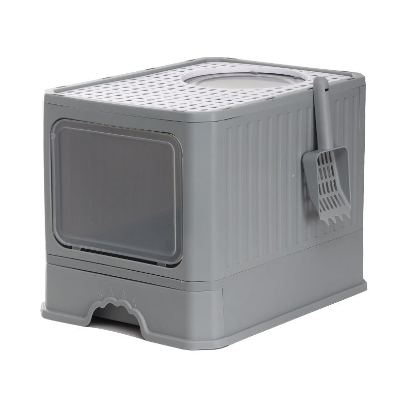 HKM-126099 Foldable Cat Litter Basin with Double Doors - Available in Multiple Colors