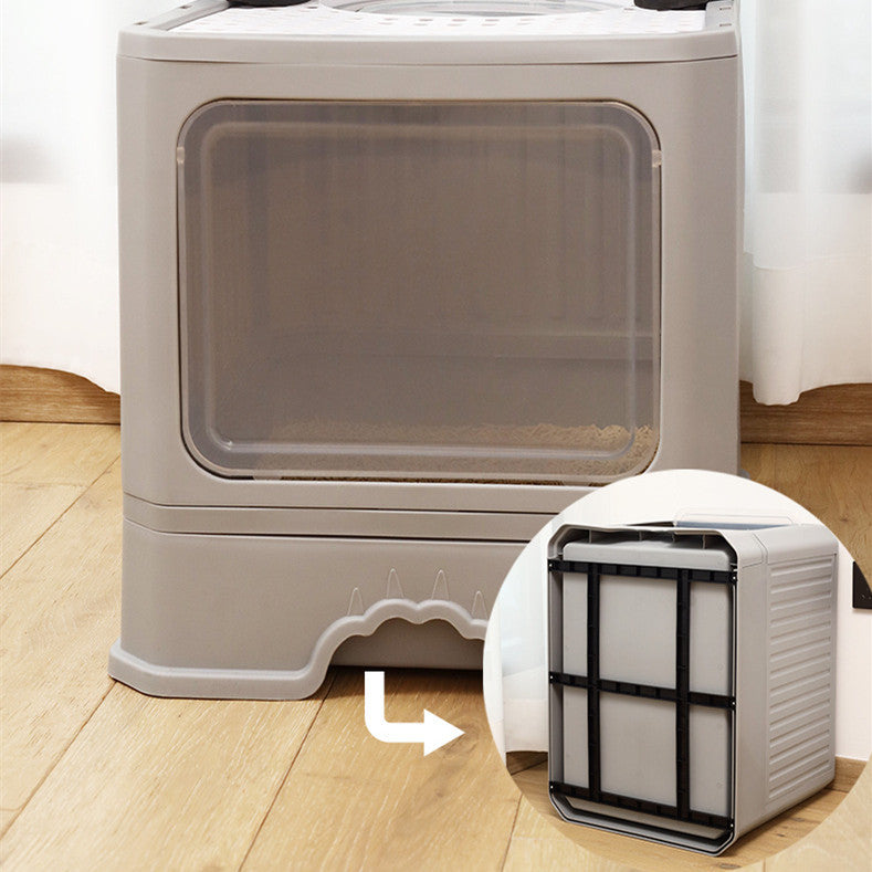 HKM-126099 Foldable Cat Litter Basin with Double Doors - Available in Multiple Colors