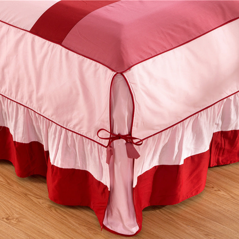 HKM-126227 Solid Color Cotton Bed Skirt Set of Four for 1.5m to 2.0m Beds