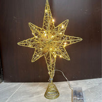 HKM-126227 Wrought Iron Star Tree Topper with LED Lights - Silver and Gold Options