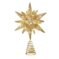 HKM-126227 Wrought Iron Star Tree Topper with LED Lights - Silver and Gold Options