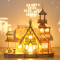 HKM-126419 3D Wooden Puzzle Villa Castle Model Kit - DIY Handmade Cottage House Toy for All Ages