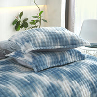 HKM-126419 Reversible Faux Rabbit Fur Duvet Cover Set in Camo & Gradient Boho Design, Ultra Soft and Hypoallergenic