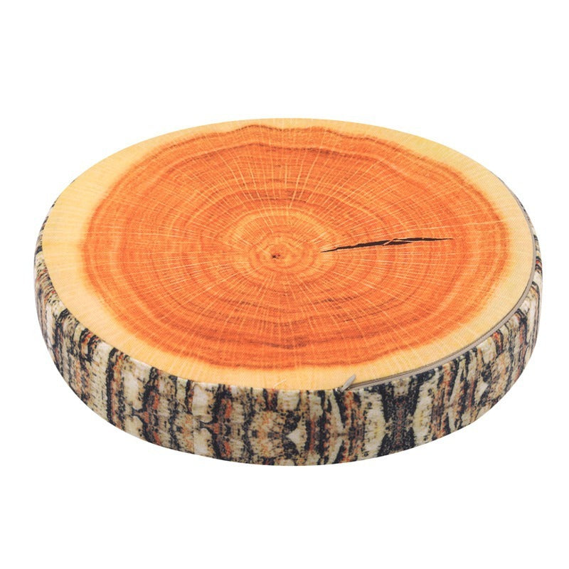 HKM-126547 High Simulation Round Stump Pillow - Velvet Cushion with Elastic Cotton Core and Flannel Surface, 35cm Diameter