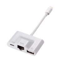 HKM-126611 Lightning to RJ45 3-in-1 OTG Adapter for Camera and Networking - Compatible with iPhone and iPad
