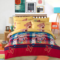 HKM-126739 Thickened Brushed Polyester-Cotton Blend Bedding Set - Art Big Flower Series, 4-Piece Design