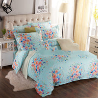 HKM-126739 Thickened Brushed Polyester-Cotton Blend Bedding Set - Art Big Flower Series, 4-Piece Design