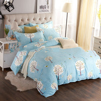 HKM-126739 Thickened Brushed Polyester-Cotton Blend Bedding Set - Art Big Flower Series, 4-Piece Design