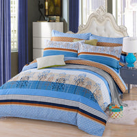 HKM-126739 Thickened Brushed Polyester-Cotton Blend Bedding Set - Art Big Flower Series, 4-Piece Design