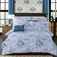 HKM-126739 Thickened Brushed Polyester-Cotton Blend Bedding Set - Art Big Flower Series, 4-Piece Design