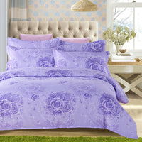 HKM-126739 Thickened Brushed Polyester-Cotton Blend Bedding Set - Art Big Flower Series, 4-Piece Design