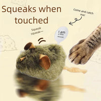 HKM-126867 Interactive Plush Mouse Cat Toy with Squeaking Sound - Bite-resistant and Automatic Chirping Chew Toy for Kittens