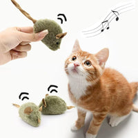 HKM-126867 Interactive Plush Mouse Cat Toy with Squeaking Sound - Bite-resistant and Automatic Chirping Chew Toy for Kittens