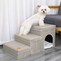 HKM-126931 Multifunctional Pet Stairs and Climbing Cat Kennel Cage in Various Plush Colors