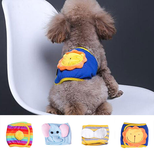 HKM-126995 Menstrual Safety Pants for Pets - Cartoon Patterns, Cotton, Various Sizes