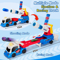 HKM-127059 2 in 1 Soft Ball Shooting Truck Toy with Mini Racing Cars for Kids Ages 2-13