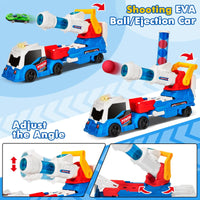 HKM-127059 2 in 1 Soft Ball Shooting Truck Toy with Mini Racing Cars for Kids Ages 2-13