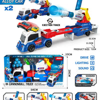 HKM-127059 2 in 1 Soft Ball Shooting Truck Toy with Mini Racing Cars for Kids Ages 2-13