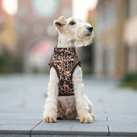 HKM-127059 Leopard Print Pet Clothing with Chest and Back Traction Rope - Casual Polyester Wear in Sizes S-2XL