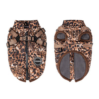 HKM-127059 Leopard Print Pet Clothing with Chest and Back Traction Rope - Casual Polyester Wear in Sizes S-2XL
