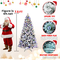 HKM-127187 7.5ft PE/PVC Mixed Christmas Tree with Memory Wire and Power Pole