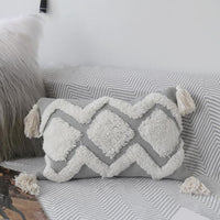 HKM-127251 Tufted Geometric Abstraction Cotton Throw Pillow in Mediterranean Style