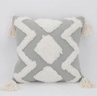 HKM-127251 Tufted Geometric Abstraction Cotton Throw Pillow in Mediterranean Style