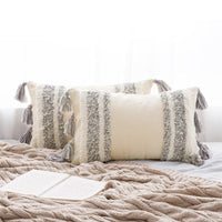 HKM-127251 Tufted Geometric Abstraction Cotton Throw Pillow in Mediterranean Style