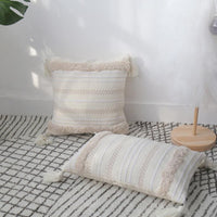 HKM-127251 Tufted Geometric Abstraction Cotton Throw Pillow in Mediterranean Style