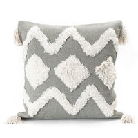 HKM-127251 Tufted Geometric Abstraction Cotton Throw Pillow in Mediterranean Style