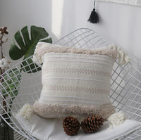 HKM-127251 Tufted Geometric Abstraction Cotton Throw Pillow in Mediterranean Style