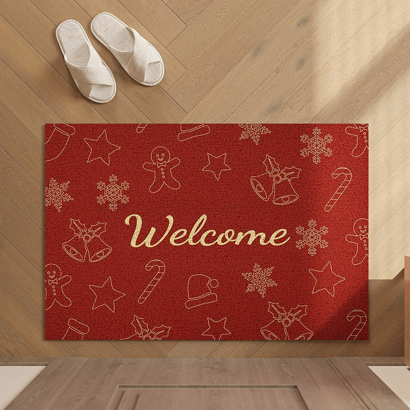 HKM-127379 Christmas Decorative PVC Entrance Mat with Geometric Pattern - Multiple Sizes Available