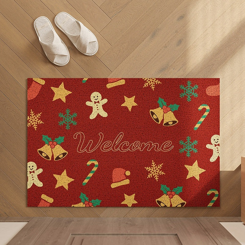 HKM-127379 Christmas Decorative PVC Entrance Mat with Geometric Pattern - Multiple Sizes Available