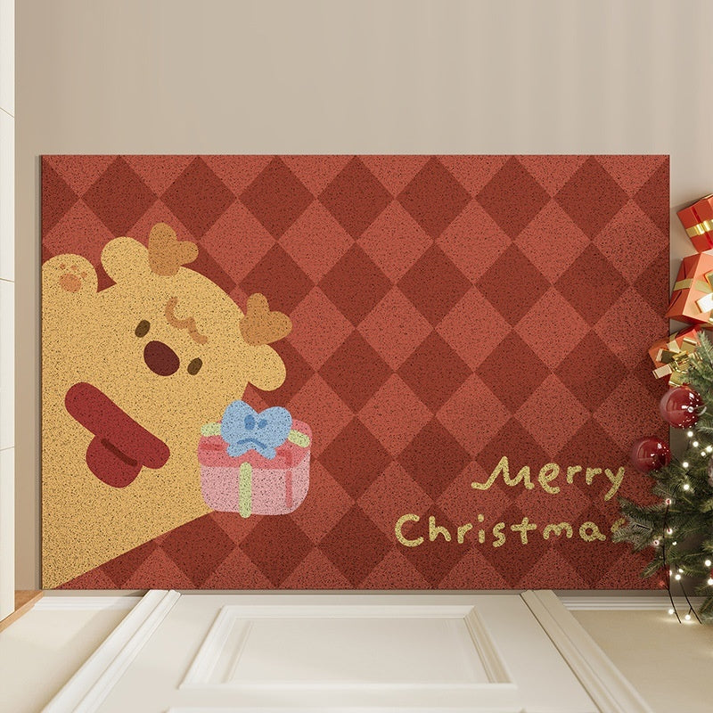 HKM-127379 Christmas Decorative PVC Entrance Mat with Geometric Pattern - Multiple Sizes Available