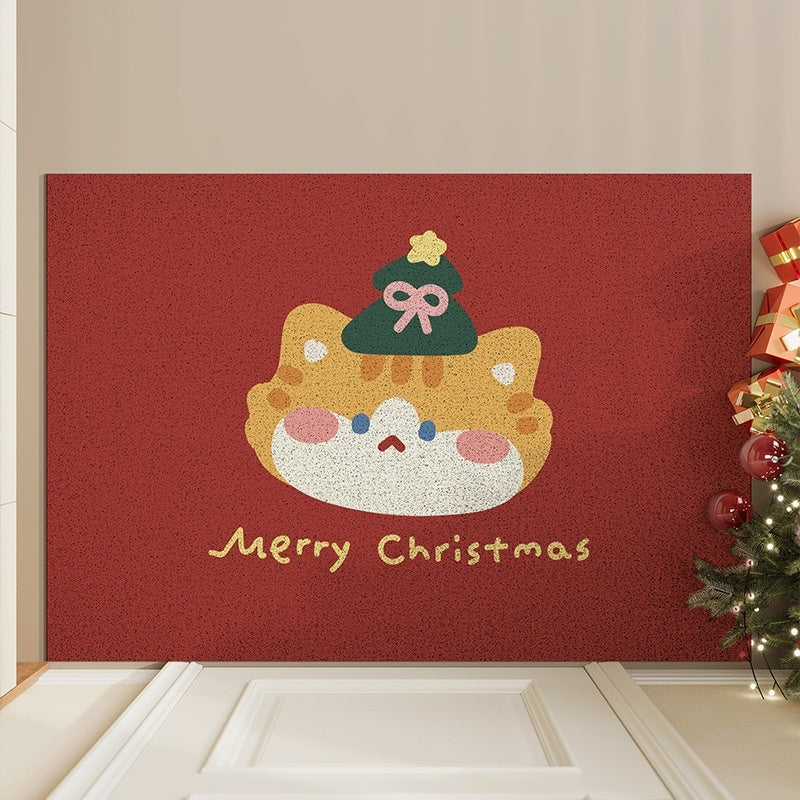 HKM-127379 Christmas Decorative PVC Entrance Mat with Geometric Pattern - Multiple Sizes Available