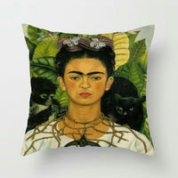 HKM-127379 Frida Kahlo Inspired Digital Print Linen Pillow Cover - 45x45cm
