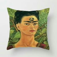 HKM-127379 Frida Kahlo Inspired Digital Print Linen Pillow Cover - 45x45cm