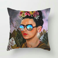 HKM-127379 Frida Kahlo Inspired Digital Print Linen Pillow Cover - 45x45cm