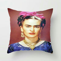 HKM-127379 Frida Kahlo Inspired Digital Print Linen Pillow Cover - 45x45cm