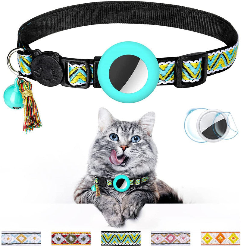 HKM-127443 Geometric Pattern Pet Collar with Bell in Various Colors