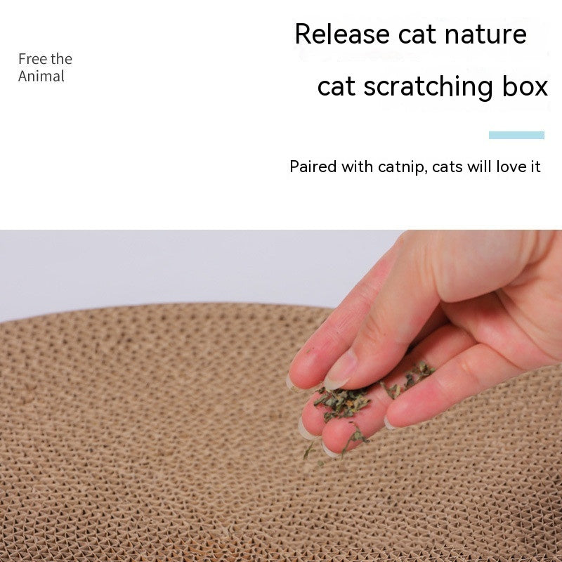 HKM-127443 White Round Bowl Cat Scratch Board - Corrugated Paper, 44x12cm