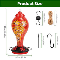 HKM-127507 Glass Hummingbird Feeder with Five Flower Ports for Outdoor Enjoyment