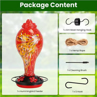 HKM-127507 Glass Hummingbird Feeder with Five Flower Ports for Outdoor Enjoyment