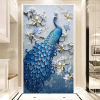 HKM-127571 Peacock Blue 5D Diamond Painting on Canvas - Manual Craft Kit